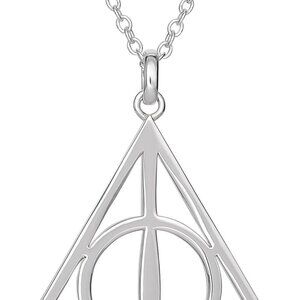 Women’s Silver Deathly Hallows Necklace 18-Inch Chain Gift Ready Jewelry